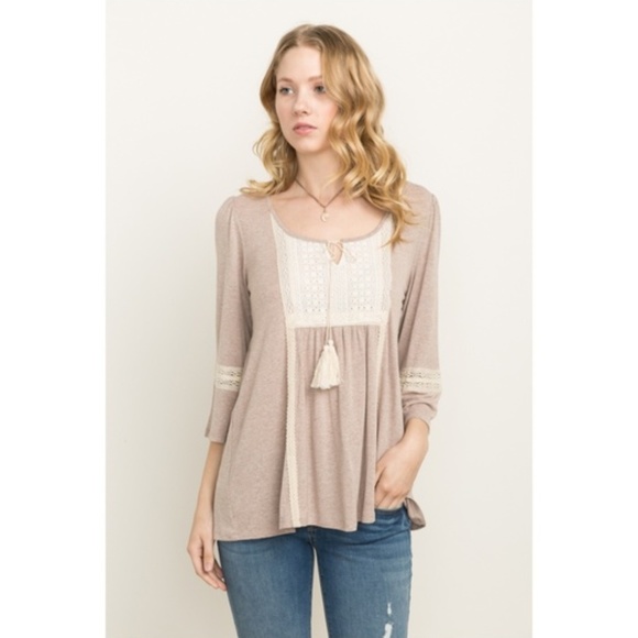 MYSTREE 3/4 BELLE SLV LACE BIB TOP - Picture 4 of 8